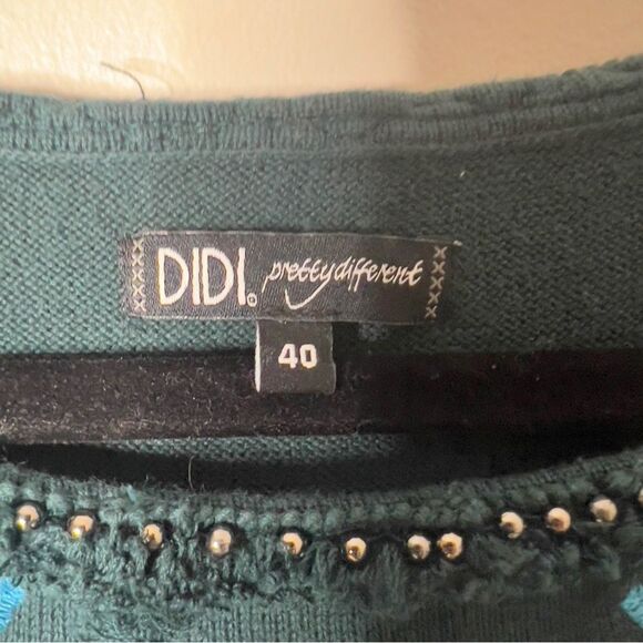 Didi Pretty Different Womens Embroidered Embellished Green Sweater Dress Size 40 - Picture 3 of 11